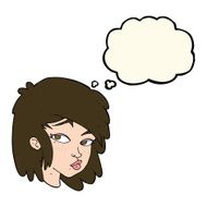 cartoon curious woman with thought bubble N37