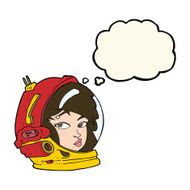 cartoon female astronaut with thought bubble N19