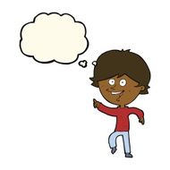 cartoon happy pointing man with thought bubble N12