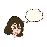 cartoon pretty woman with thought bubble N197