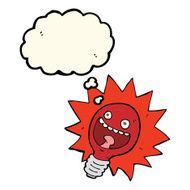 cartoon red lightbulb with thought bubble N5