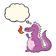 cartoon fire breathing dragon with thought bubble N3