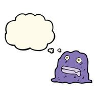 cartoon slime creature with thought bubble N6