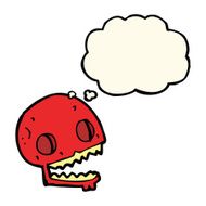 cartoon spooky skull with thought bubble N112