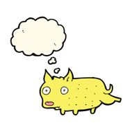 cartoon little dog cocking leg with thought bubble N6