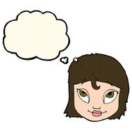 cartoon woman smiling with thought bubble N7
