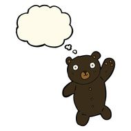 cartoon cute black teddy bear with thought bubble N4