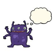 cartoon alien monster with thought bubble N6