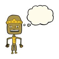 funny cartoon robot with thought bubble N34