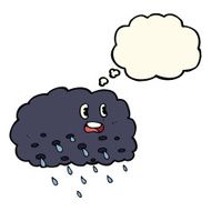 cartoon rain cloud with thought bubble N12