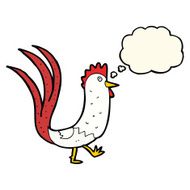 cartoon cockerel with thought bubble N22