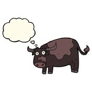 cartoon cow with thought bubble N26
