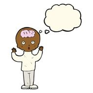 cartoon genius with thought bubble N6