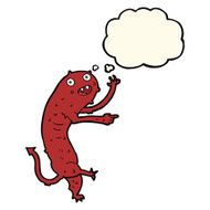 cartoon gross little monster with thought bubble N8