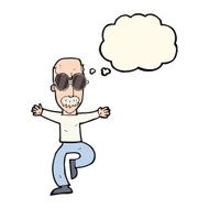 cartoon old man wearing big glasses with thought bubble N7