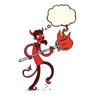 cartoon devil with pitchfork thought bubble N19