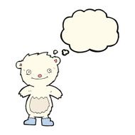 cartoon teddy polar bear wearing boots with thought bubble N3