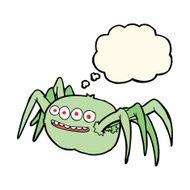 cartoon spooky spider with thought bubble N8