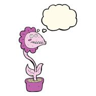 cartoon monster plant with thought bubble N6