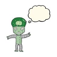 funny cartoon robot with thought bubble N35