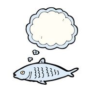 cartoon fish with thought bubble N63
