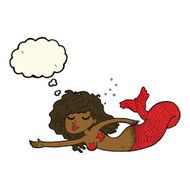 cartoon mermaid with thought bubble N48