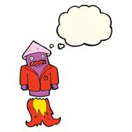 cartoon firework in business suit with thought bubble N6