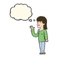 cartoon woman explaining with thought bubble N36
