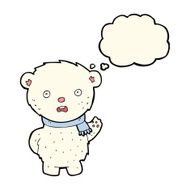 cartoon polar bear wearing scarf with thought bubble N7