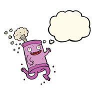 cartoon crazy soda can with thought bubble N6