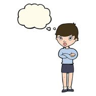 Cartoon Annoyed Woman With Thought Bubble N131