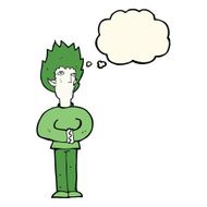 cartoon vampire man with thought bubble N81