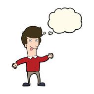 cartoon man sticking out tongue with thought bubble N21
