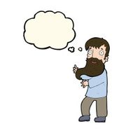cartoon excited bearded man with thought bubble N7