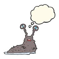 cartoon gross slug with thought bubble N8