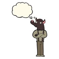 cartoon friendly werewolf with thought bubble N6