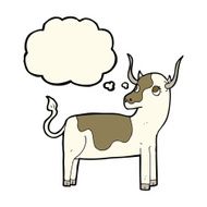 cartoon cow with thought bubble N27
