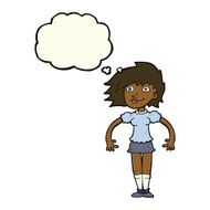 cartoon happy woman with thought bubble N188