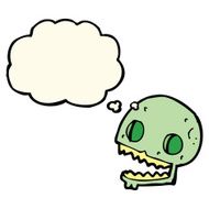 cartoon spooky skull with thought bubble N113