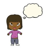 cartoon overweight woman with thought bubble N11