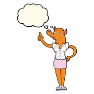 cartoon fox woman with idea thought bubble N4