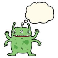 cartoon alien monster with thought bubble N7