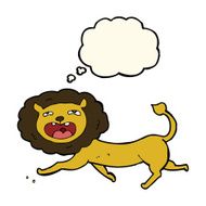 cartoon lion with thought bubble N10
