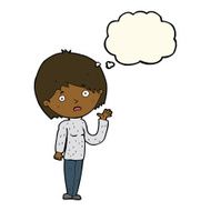 cartoon worried woman with thought bubble N59