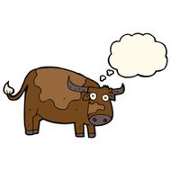 cartoon cow with thought bubble N28