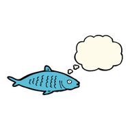 cartoon fish with thought bubble N65