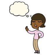 cartoon woman ignoring with thought bubble N21