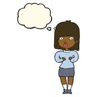 cartoon shocked woman with thought bubble N71