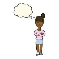 Cartoon Annoyed Woman With Thought Bubble N132