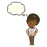 cartoon cool relaxed woman with thought bubble N7